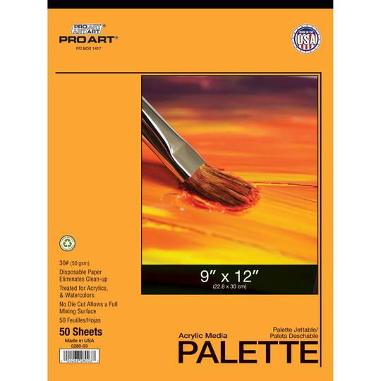 Pro Art® Disposable Acrylic Palette Paper Pad, 9'' x 12''